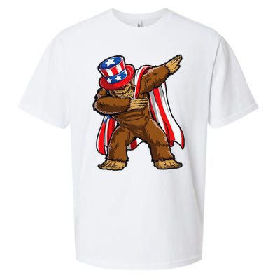 Dabbing Bigfoot 4th of July Sasquatch  USA Flag Sueded Cloud Jersey T-Shirt