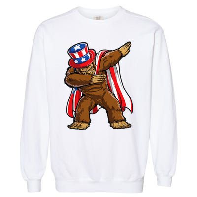 Dabbing Bigfoot 4th of July Sasquatch  USA Flag Garment-Dyed Sweatshirt