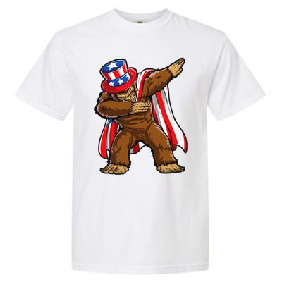 Dabbing Bigfoot 4th of July Sasquatch  USA Flag Garment-Dyed Heavyweight T-Shirt