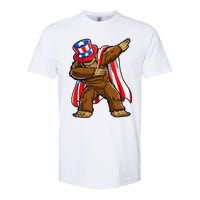 Dabbing Bigfoot 4th of July Sasquatch  USA Flag Softstyle CVC T-Shirt