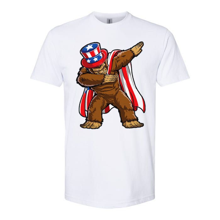 Dabbing Bigfoot 4th of July Sasquatch  USA Flag Softstyle CVC T-Shirt