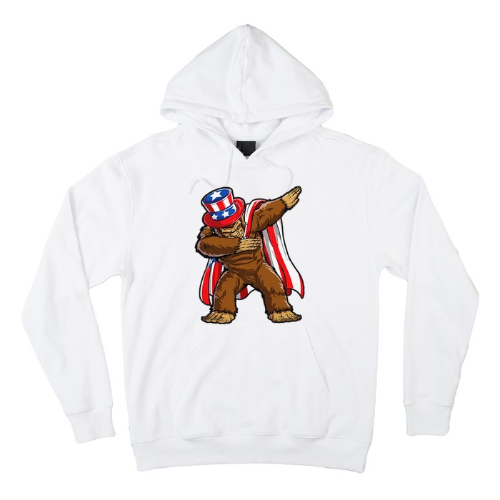 Dabbing Bigfoot 4th of July Sasquatch  USA Flag Hoodie