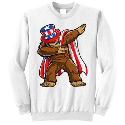 Dabbing Bigfoot 4th of July Sasquatch  USA Flag Sweatshirt