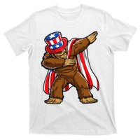 Dabbing Bigfoot 4th of July Sasquatch  USA Flag T-Shirt