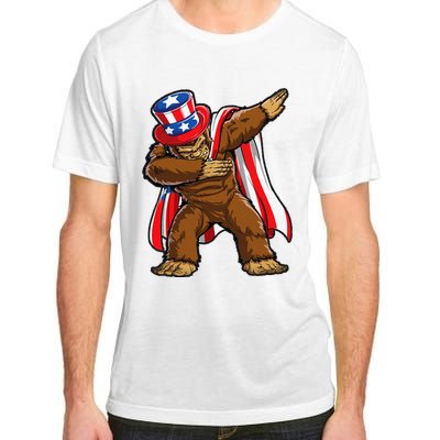 Dabbing Bigfoot 4th of July Sasquatch  USA Flag Adult ChromaSoft Performance T-Shirt