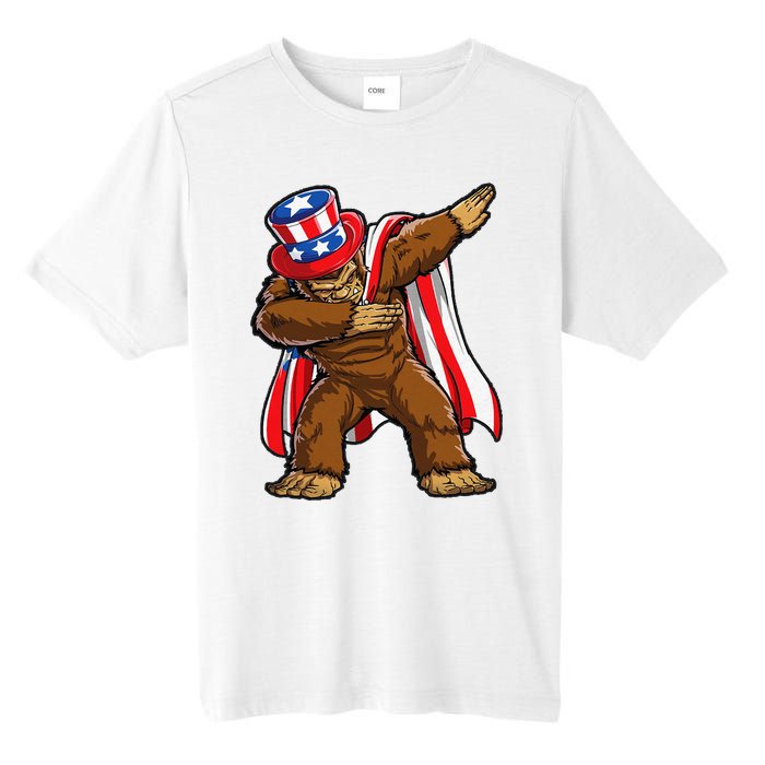 Dabbing Bigfoot 4th of July Sasquatch  USA Flag Tall Fusion ChromaSoft Performance T-Shirt