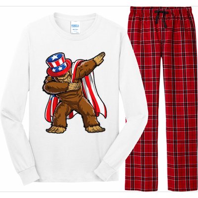 Dabbing Bigfoot 4th of July Sasquatch  USA Flag Long Sleeve Pajama Set