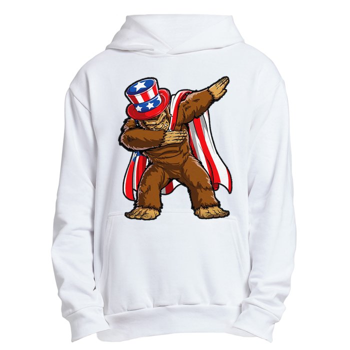 Dabbing Bigfoot 4th of July Sasquatch  USA Flag Urban Pullover Hoodie