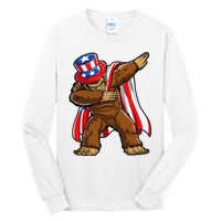 Dabbing Bigfoot 4th of July Sasquatch  USA Flag Tall Long Sleeve T-Shirt