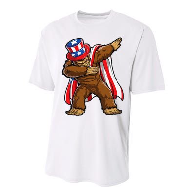 Dabbing Bigfoot 4th of July Sasquatch  USA Flag Performance Sprint T-Shirt