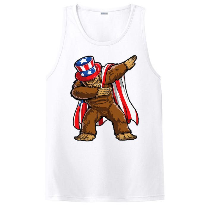 Dabbing Bigfoot 4th of July Sasquatch  USA Flag PosiCharge Competitor Tank