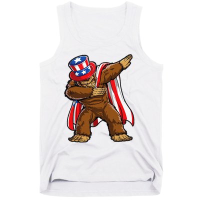 Dabbing Bigfoot 4th of July Sasquatch  USA Flag Tank Top