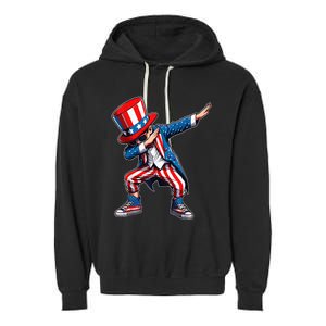 Dabbing Boy 4th Of July American Flag Usa Patriotic Garment-Dyed Fleece Hoodie