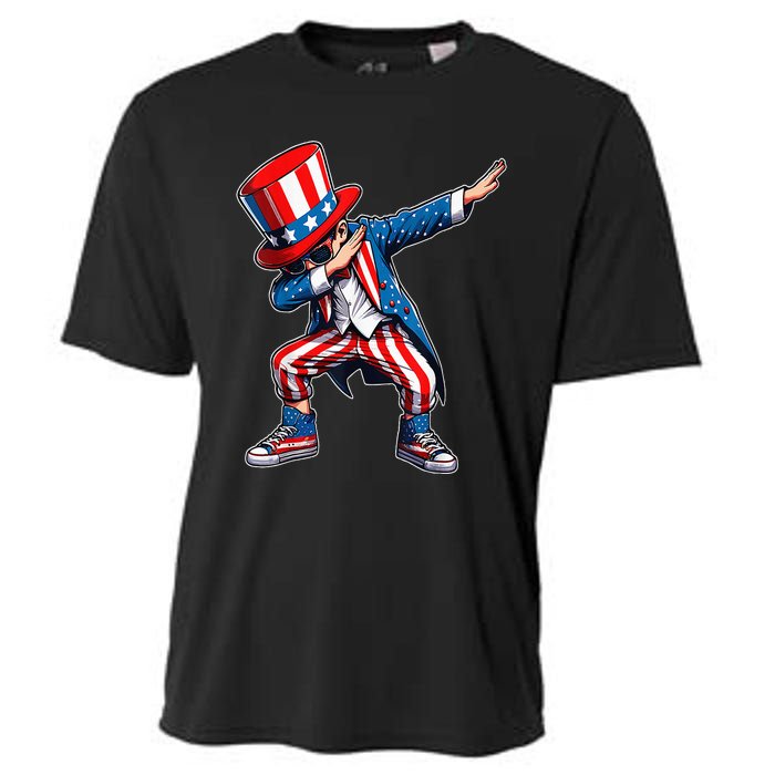 Dabbing Boy 4th Of July American Flag Usa Patriotic Cooling Performance Crew T-Shirt