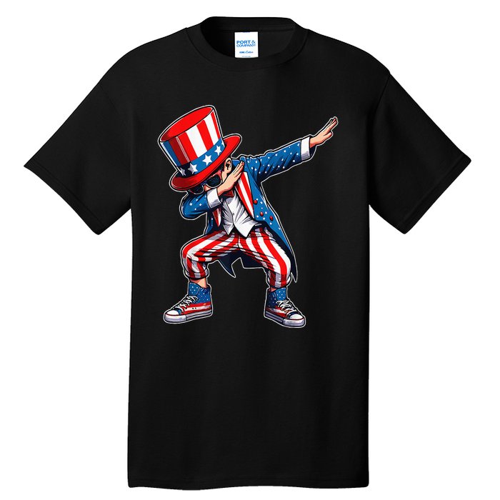 Dabbing Boy 4th Of July American Flag Usa Patriotic Tall T-Shirt