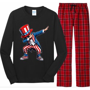 Dabbing Boy 4th Of July American Flag Usa Patriotic Long Sleeve Pajama Set