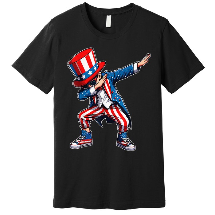 Dabbing Boy 4th Of July American Flag Usa Patriotic Premium T-Shirt