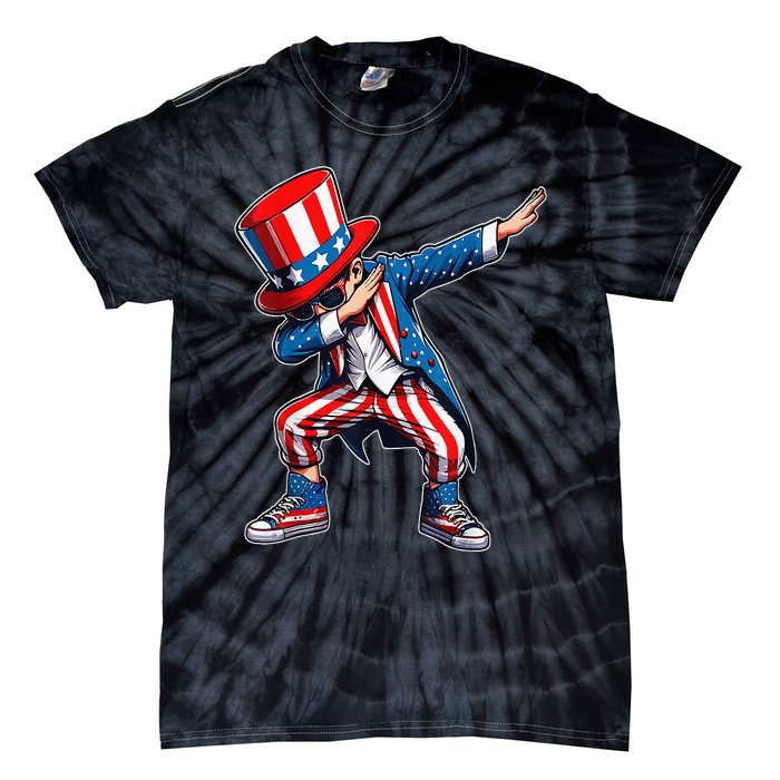 Dabbing Boy 4th Of July American Flag Usa Patriotic Tie-Dye T-Shirt