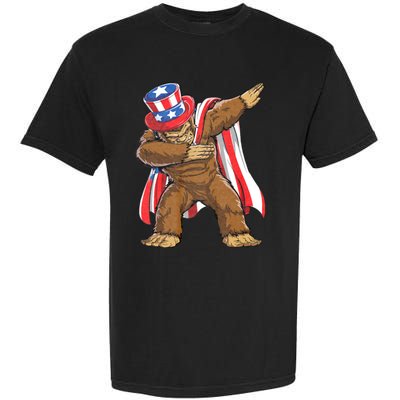 Dabbing Bigfoot 4th Of July Sasquatch American Flag Garment-Dyed Heavyweight T-Shirt