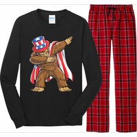 Dabbing Bigfoot 4th Of July Sasquatch American Flag Long Sleeve Pajama Set