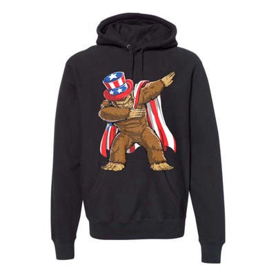 Dabbing Bigfoot 4th Of July Sasquatch American Flag Premium Hoodie