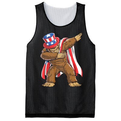 Dabbing Bigfoot 4th Of July Sasquatch American Flag Mesh Reversible Basketball Jersey Tank