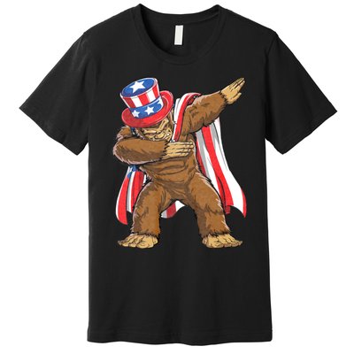 Dabbing Bigfoot 4th Of July Sasquatch American Flag Premium T-Shirt