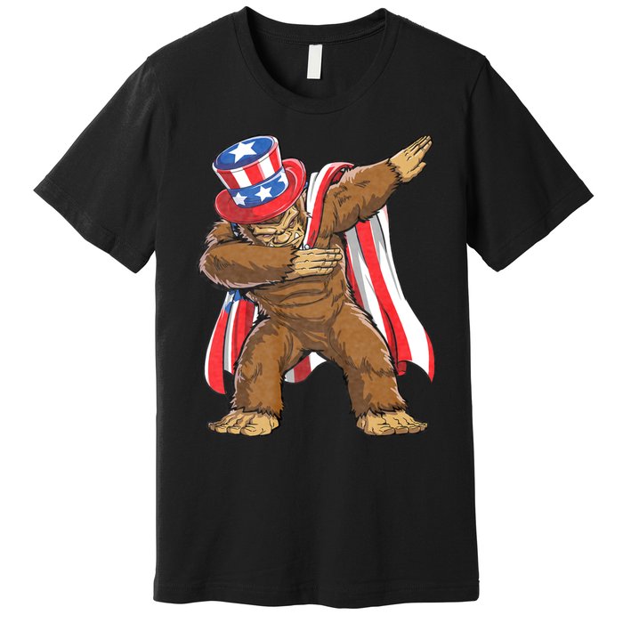 Dabbing Bigfoot 4th Of July Sasquatch American Flag Premium T-Shirt