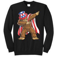 Dabbing Bigfoot 4th Of July Sasquatch American Flag Tall Sweatshirt