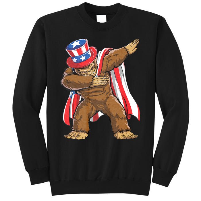 Dabbing Bigfoot 4th Of July Sasquatch American Flag Tall Sweatshirt