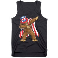 Dabbing Bigfoot 4th Of July Sasquatch American Flag Tank Top