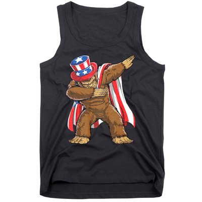 Dabbing Bigfoot 4th Of July Sasquatch American Flag Tank Top