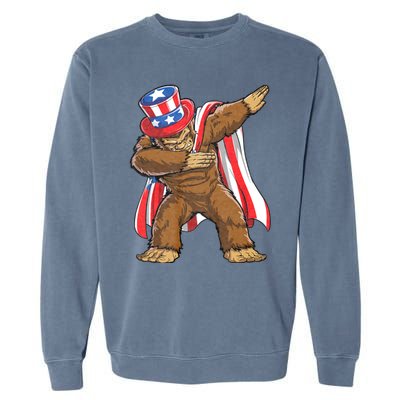 Dabbing Bigfoot 4th Of July Sasquatch American Flag Garment-Dyed Sweatshirt