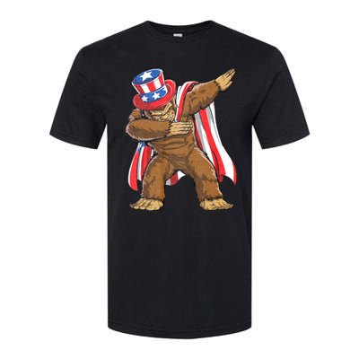 Dabbing Bigfoot 4th Of July Sasquatch American Flag Softstyle CVC T-Shirt