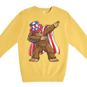 Dabbing Bigfoot 4th Of July Sasquatch American Flag Premium Crewneck Sweatshirt