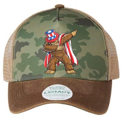 Dabbing Bigfoot 4th Of July Sasquatch American Flag Legacy Tie Dye Trucker Hat