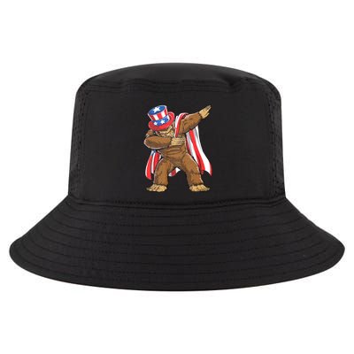 Dabbing Bigfoot 4th Of July Sasquatch American Flag Cool Comfort Performance Bucket Hat
