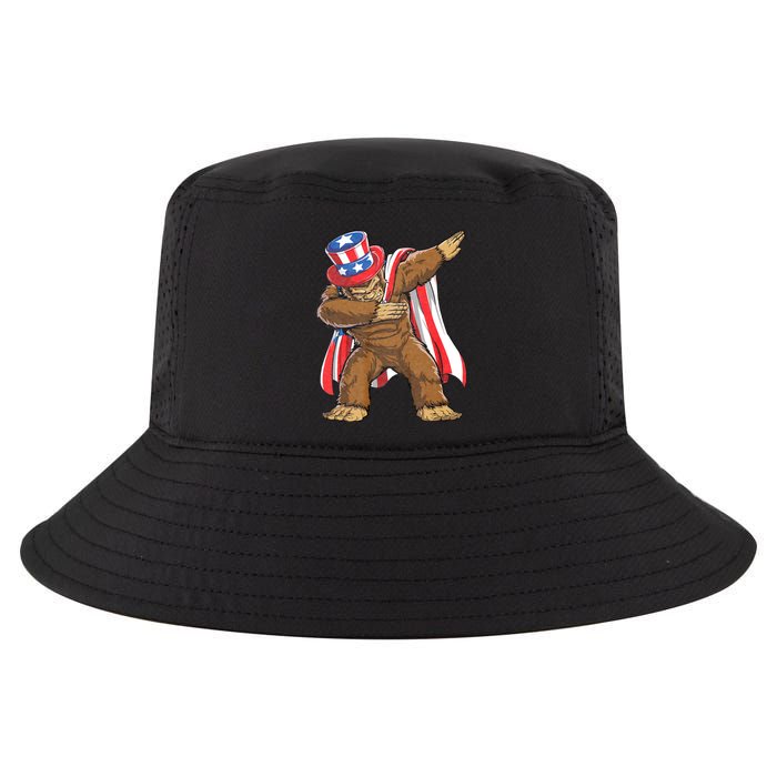 Dabbing Bigfoot 4th Of July Sasquatch American Flag Cool Comfort Performance Bucket Hat