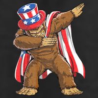 Dabbing Bigfoot 4th Of July Sasquatch American Flag Cool Comfort Performance Bucket Hat