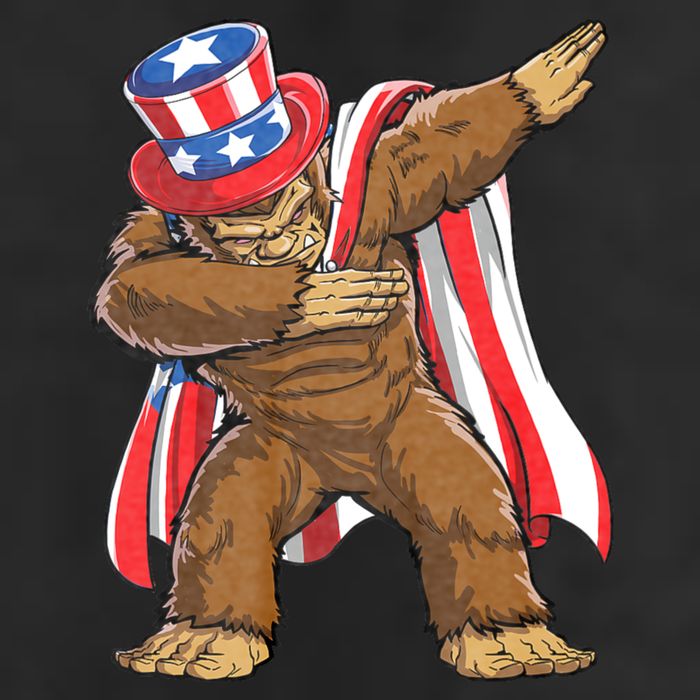 Dabbing Bigfoot 4th Of July Sasquatch American Flag Cool Comfort Performance Bucket Hat