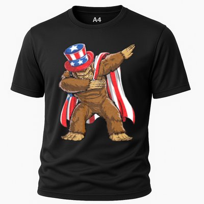 Dabbing Bigfoot 4th Of July Sasquatch American Flag Performance Shirt