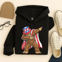 Dabbing Bigfoot 4th Of July Sasquatch American Flag Hoodie