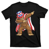 Dabbing Bigfoot 4th Of July Sasquatch American Flag T-Shirt