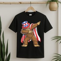 Dabbing Bigfoot 4th Of July Sasquatch American Flag T-Shirt