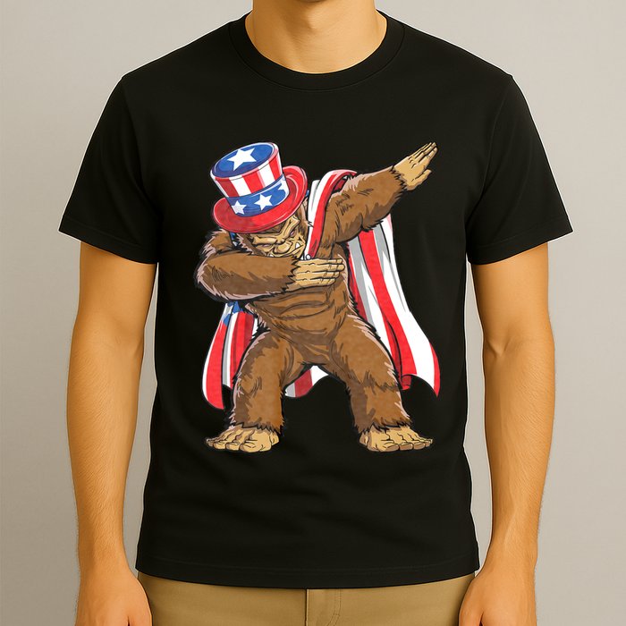 Dabbing Bigfoot 4th Of July Sasquatch American Flag T-Shirt