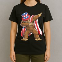 Dabbing Bigfoot 4th Of July Sasquatch American Flag T-Shirt