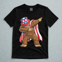 Dabbing Bigfoot 4th Of July Sasquatch American Flag T-Shirt