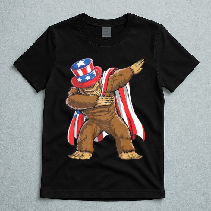 Dabbing Bigfoot 4th Of July Sasquatch American Flag T-Shirt