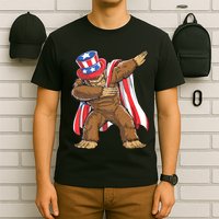 Dabbing Bigfoot 4th Of July Sasquatch American Flag T-Shirt