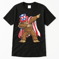 Dabbing Bigfoot 4th Of July Sasquatch American Flag Tall T-Shirt